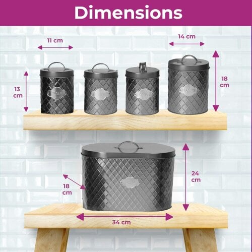 Neo Navy Blue Embossed 5 Piece Kitchen Canister Set