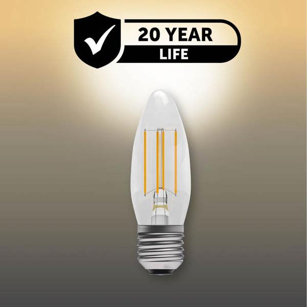 BELL Lighting E27 Screw Dimmable LED Filament Candle 4.5W Light Bulbs