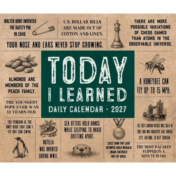 Today I Learned Desk Calendar 2027, Desk Calendars, Day To View, Humour, Gift
