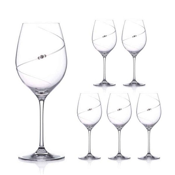 Diamante Silhouette Red Wine Glasses Adorned with Swarovski® Crystals - Set of 6