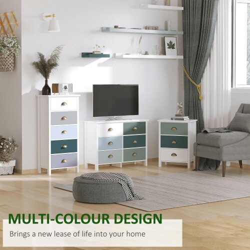Wyld Haus Sanido Multicolour Metal And Fabric Blue Slim 5 Drawer Storage Chest