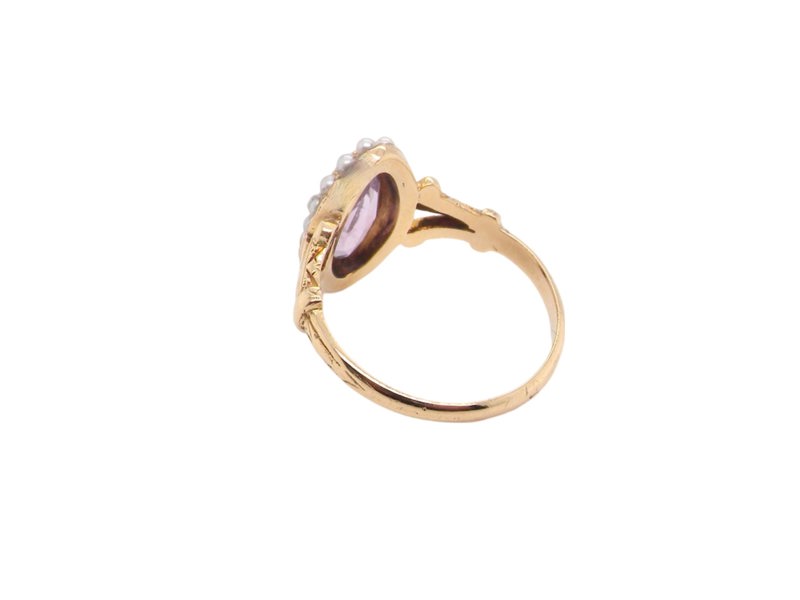 Vintage Tom 9 Carat Gold Amethyst & Pearl Dress Ring