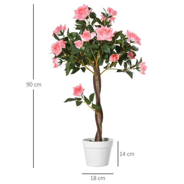 Dyzi 90cm Artificial Rose Tree 21 Flowers Potted Decorative Plant