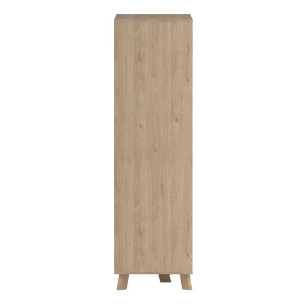 Wyld Haus Lira Jackson Hickory Oak Wood and White Wardrobe 3 Doors  2 Drawers with Mirror