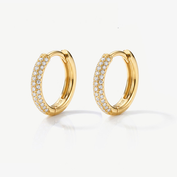 Small Hoop Earrings with Sparkling Pave Stones