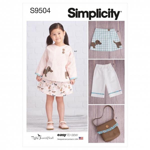 Simplicity Sewing Pattern 9504, Trousers, Skirts, Jackets, Bags for Kids, A (3-4-5-6-7-8) - Easy