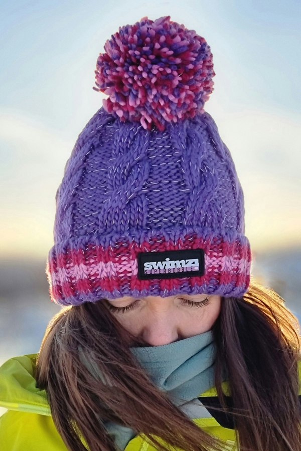 SuperBobble Cable Knit Beanie Bobble Hat - Berries