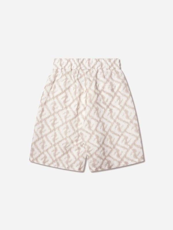 Fendi Kids Fendi Boys FF Logo Linen Shorts in Ivory