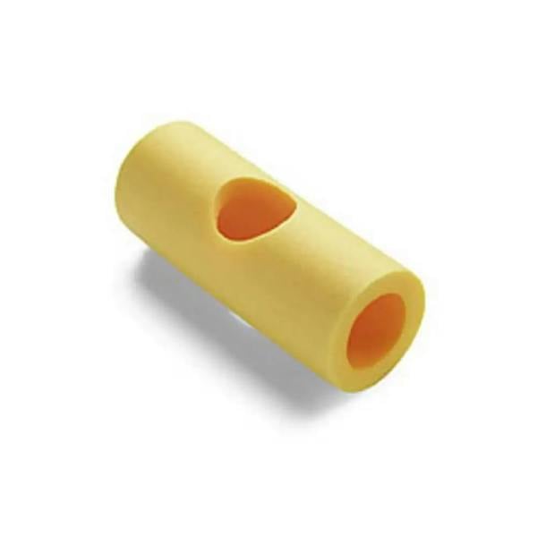 Yellow comfy noodle connector toy with orange interior for four noodles