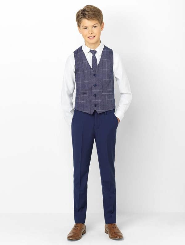Roco Boys navy & check suit - Monaco