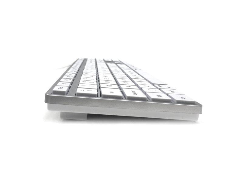 Accuratus 301 Apple MAC USB Type C - USB Type C Wired Full Size Apple Mac Multimedia Keyboard with White Square Tactile Keys and Silver Case