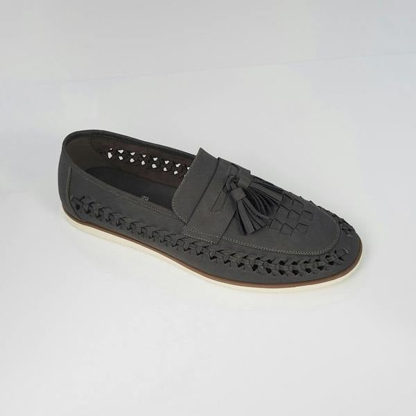 Brave Soul Grey Faux Leather Woven Loafers - Grey Image 1