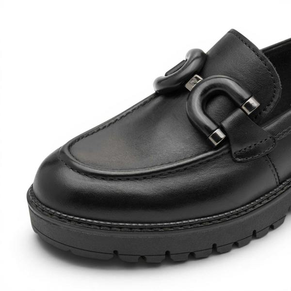 Tamaris Women's Black Leather Loafer Comfort Shoes - 24740-47