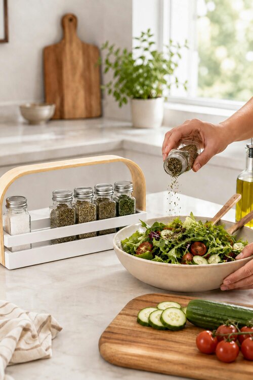 Kimm and Miller Kitchen Alchemy' 6 Jar Herb and Salt Rack Gift Set
