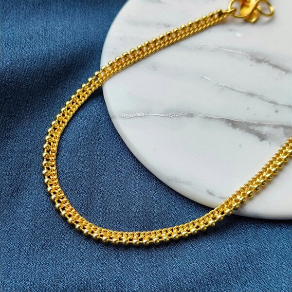 The Colourful Aura Slim Golden Brass Cuban Braided Chain Minimalist Slim Foot Payal Anklet