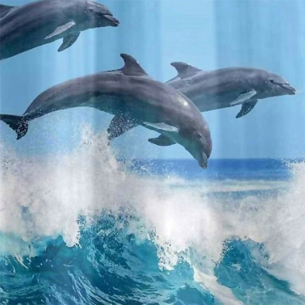 Country Club Dolphins Blue Shower Curtain