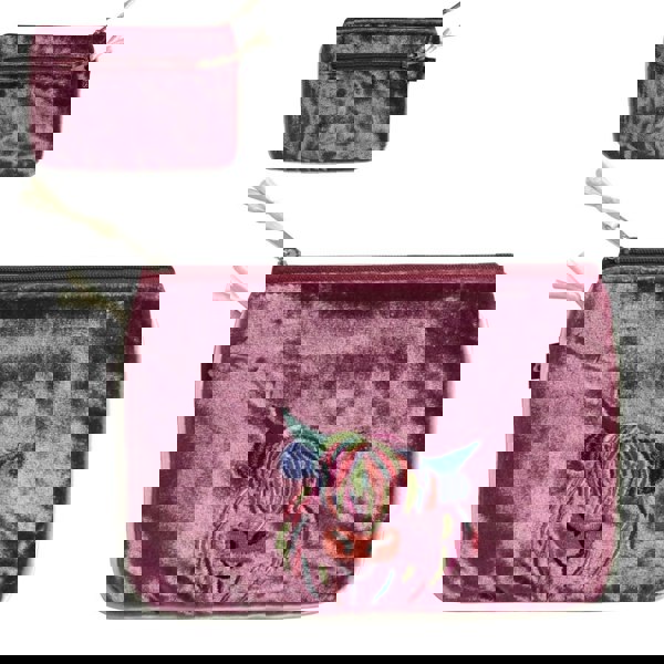 Earth Squared Highland Cow Soft Silk Velvet Ladies Coin Purse