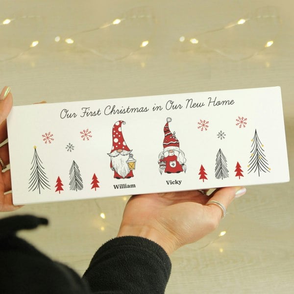 Personalised Memento Company Personalised Gonk Family Christmas Wooden Mantel Decoration