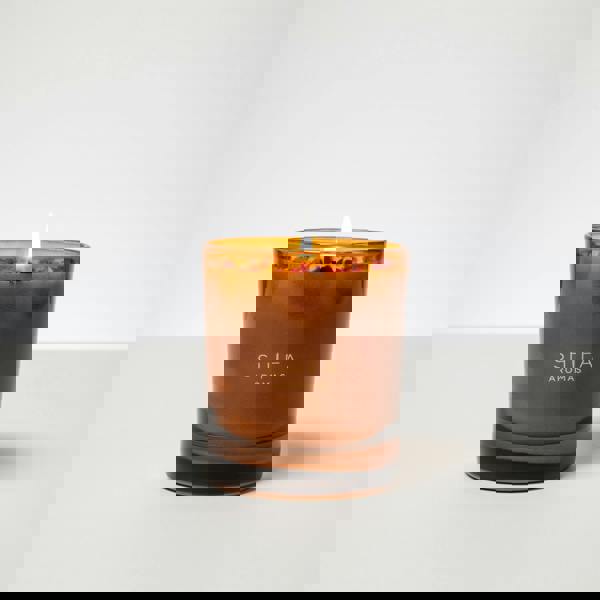 Shifa Aromas Cafe Oud - Essential Oil Glass Candle | Bergamot, Pimento, Oud and Davana