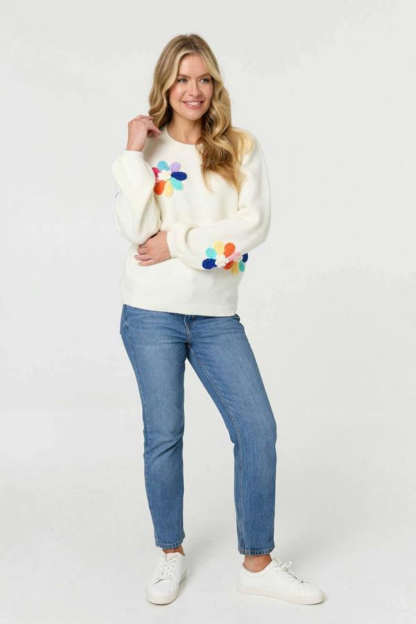 Izabel London Floral Embroidered Detail Jumper