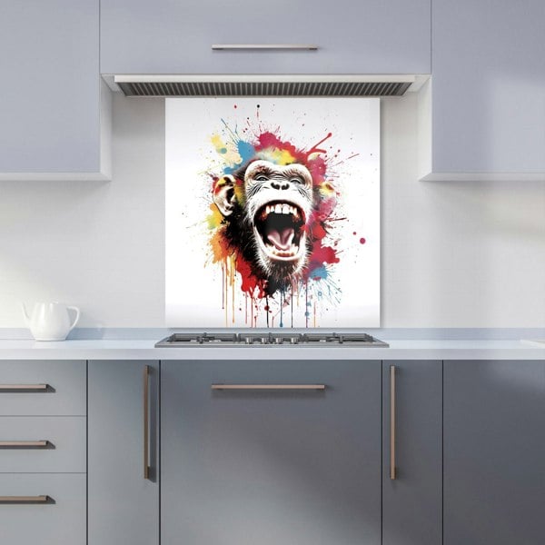 Warren Reed - Designer Coloured Splashart Crazy Monkey Face Kitchen Splashback