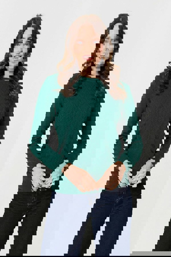 Green | Chevron Soft Knit Long Sleeve Jumper
