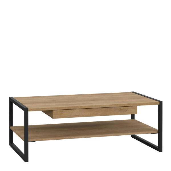 Wyld Haus Egtved Black and Natural Oak Wood Effect Coffee Table 1 Drawer