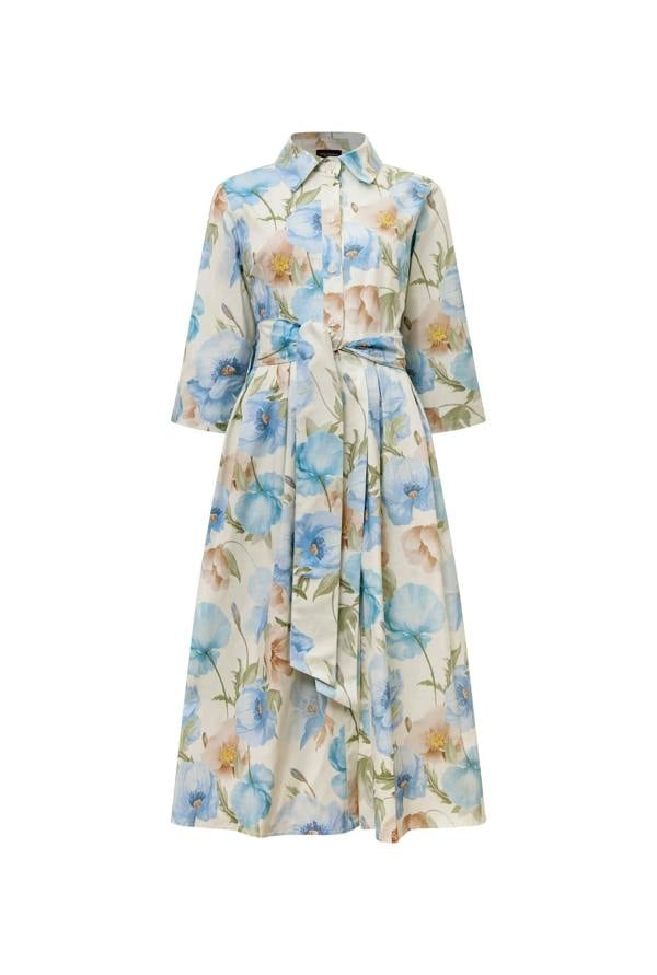 James Lakeland Blue Bloom Cotton Midi Dress