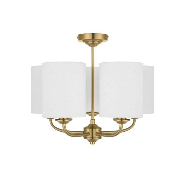 COSYLYTE Winston 5 Light Faux Linen Drum Shade Ceiling Light