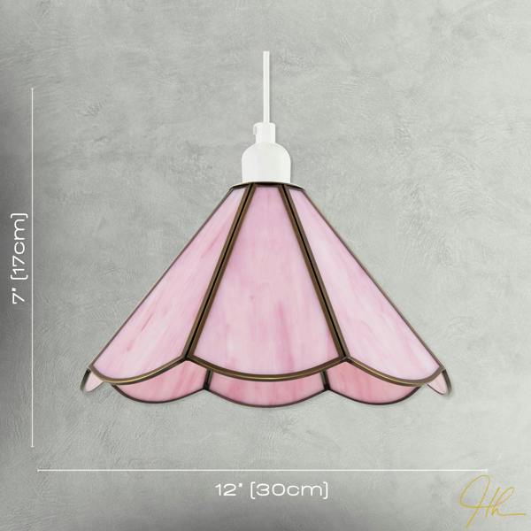 Classic Soft Blush Pink Tiffany Glass Easy Fit Pendant Lighting Shade Image 7