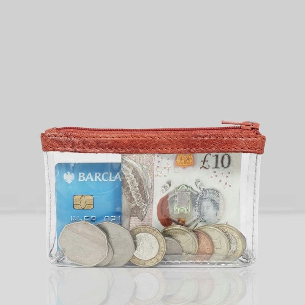 Assots London 'DINAH' Transparent Zip Top Red Coin Purse