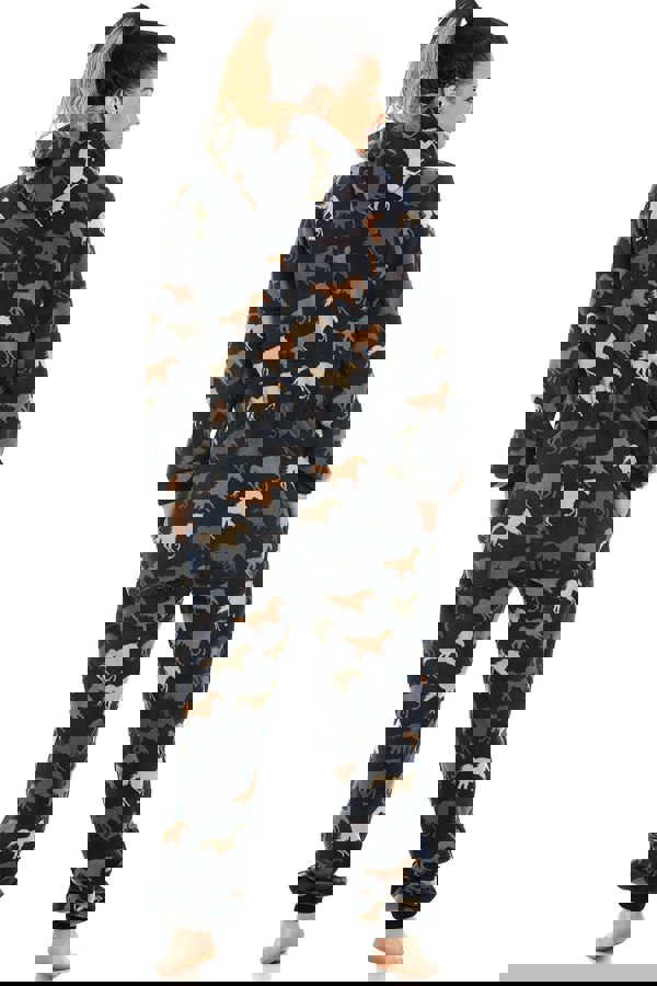 Camille Womens Supersoft Fleece Horse Print All In One