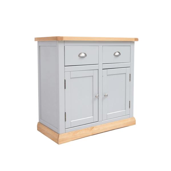 Cabinet Bits Bomporto Light Grey 2 Drawer 2 Door Sideboard Chrome Cup Handle