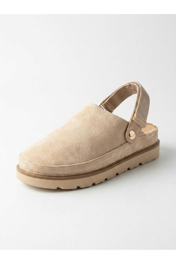 Tara Womens Suede Convertible Slingback Clogs - Beige