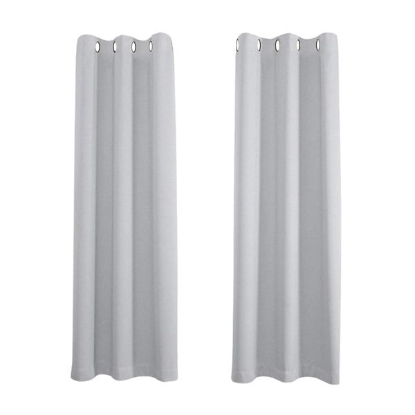 Grey Total Blackout Thermal Eyelet Curtains - 46 x 72 Inch Drop - 2 Panel Image 1