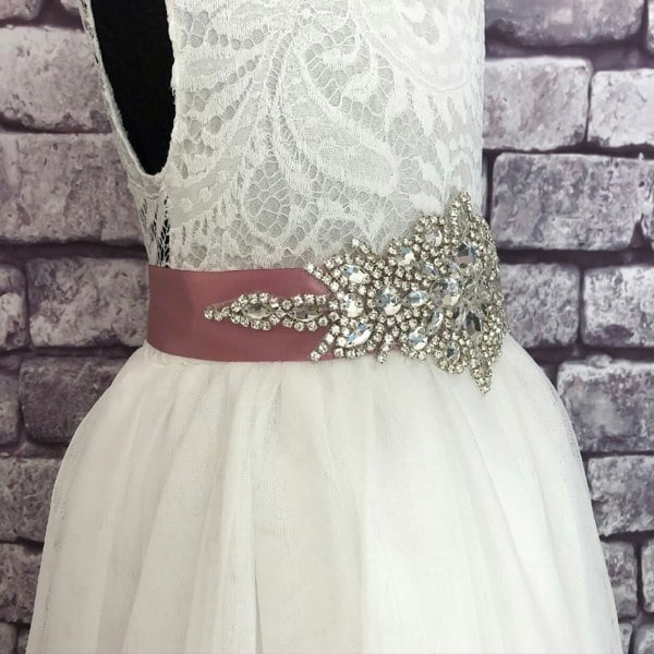 Rose Pink Diamante Sash