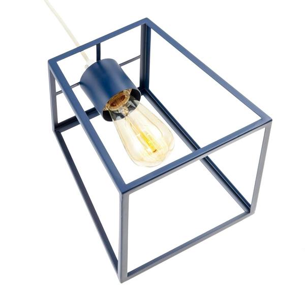Industrial Lantern Lamp Shade in Navy Blue with Square Top and Bottom Image 4