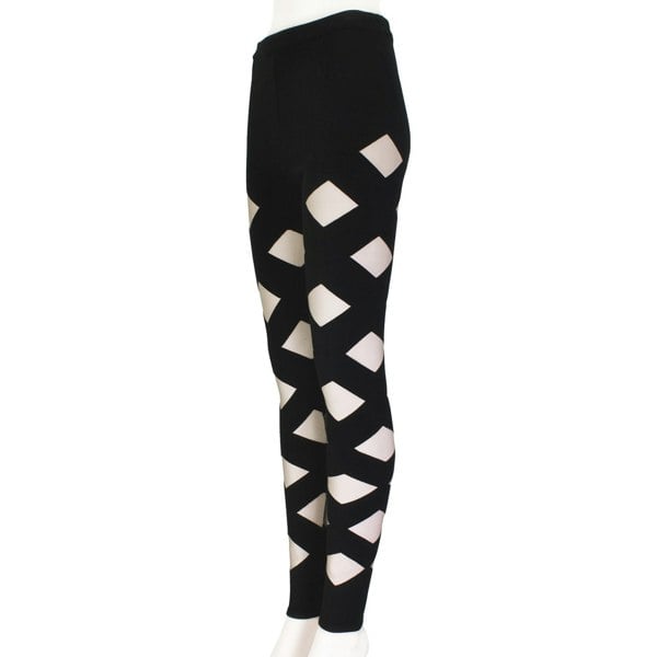 Balmain black harlequin leggings pants sheer