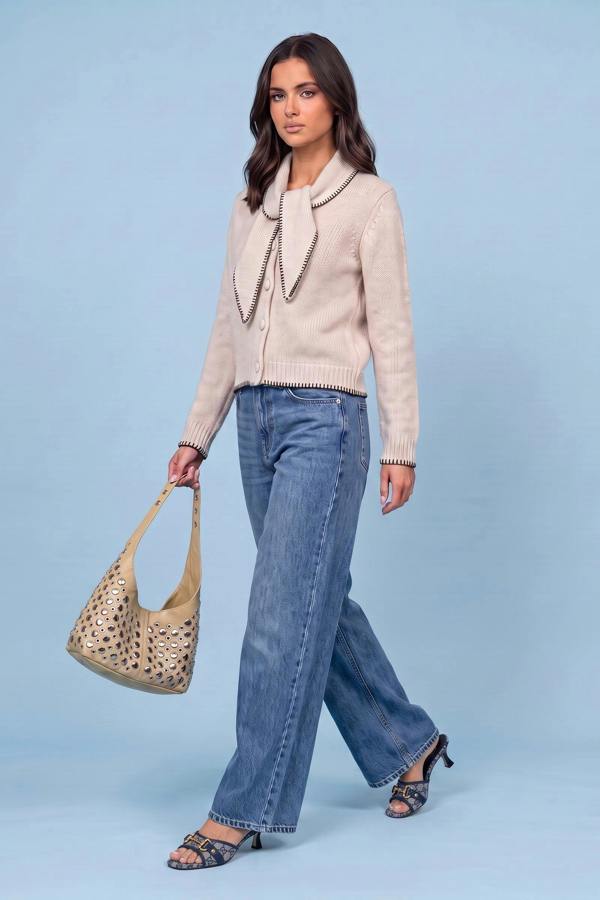 Urban Bliss Wool Blend Contrast Cardigan