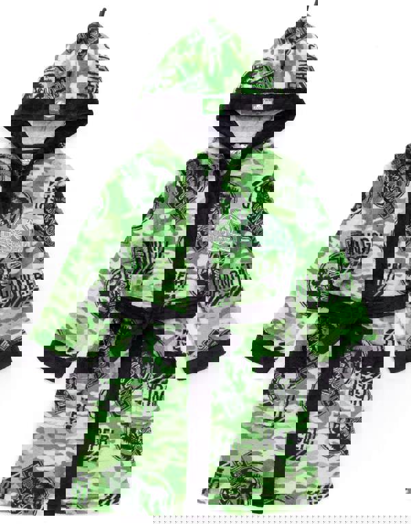 Jurassic World Boys Green Camo Logo Print Bathrobe