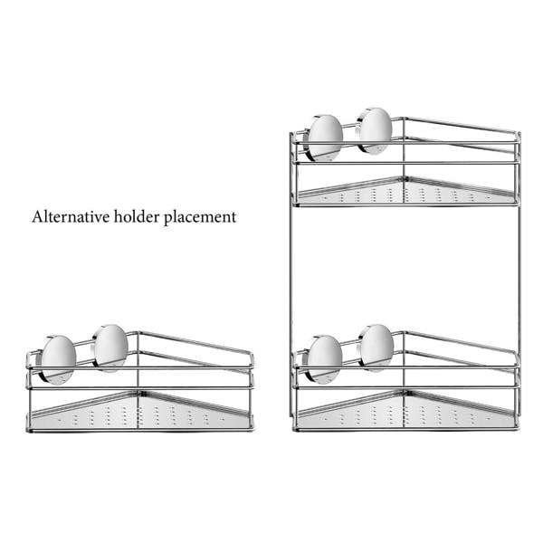 BESLAGSBODEN Matt Black Stainless Steel Double Corner Shower Basket Self Adhesive Wall Mounted