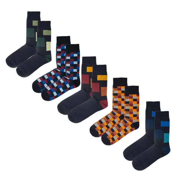 Jemsox 5pk Contrast Collective - Organic Cotton Comfort Welt Socks (One Size UK 6-9)
