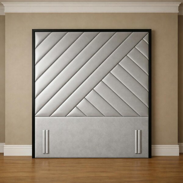Great British Beds Sandra Headboard with Contrast Border - Silver Plush