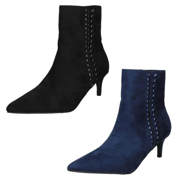 Ladies Collection Mid Heel Pointed Toe Ankle Boots F51222