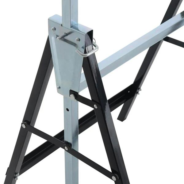 Adjustable steel trestle with black support bar and light gray height bracket