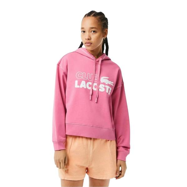 Lacoste Womens/Ladies Relaxed Fit Drop Sleeve Hoodie - Pink - 