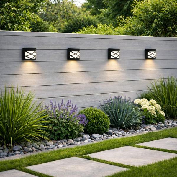 Gardenwize Pack of 4 Solar Fence Lights – Deck, Fence & Wall LED Lights