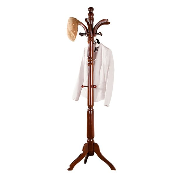 Modcraft Tall Vintage Wooden Coat Stand – 6ft with 13 Hooks for Hats
