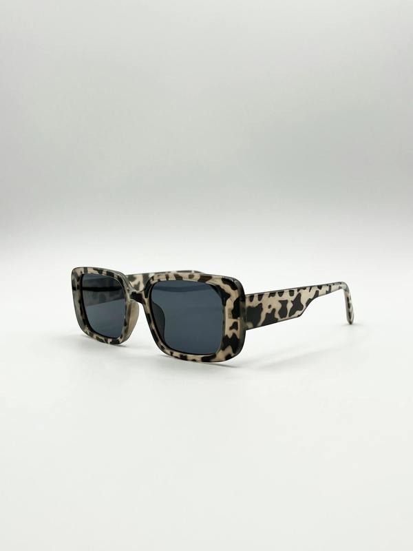 Oversized Rectangle Sunglasses in Animal Print - svnx