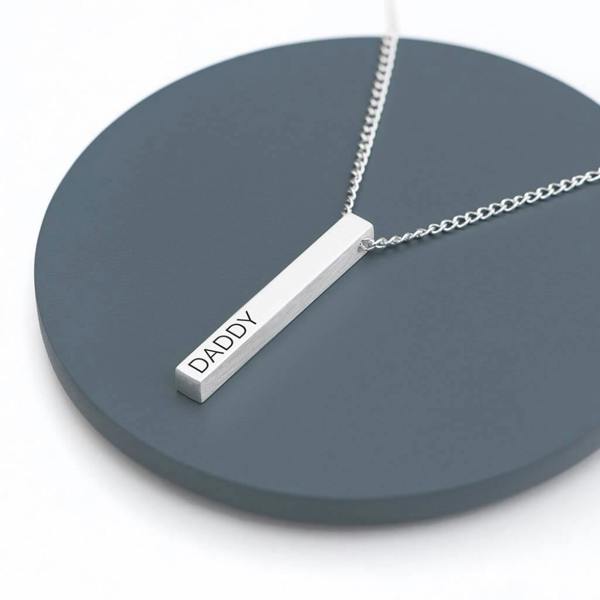 Personalised Men's Solid Bar Necklace - close-up detail